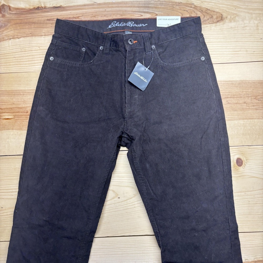 Eddie Bauer Fairline Corduroy Pants Mens 32x32 Brown Straight 5 Pocket NWT - Picture 2 of 13